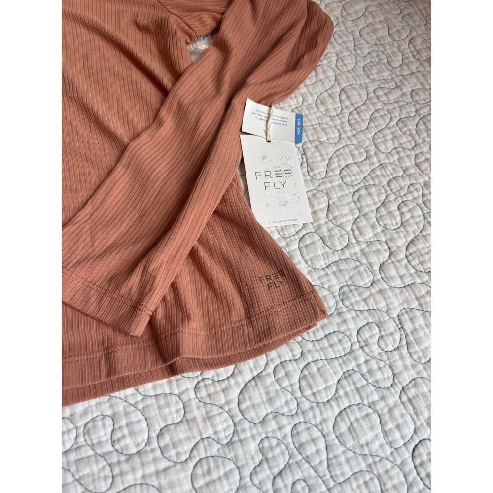 Free Fly Women Ribbed Long Sleeve Top Canyon Clay UPF 50+ Size Medium - Picture 2 of 5